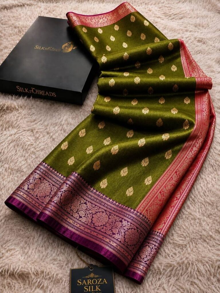 Banarasi All Over Boota Saree Rose Gold Zari