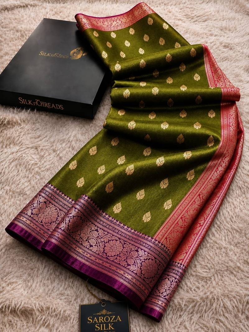 Banarasi All Over Boota Saree Rose Gold Zari