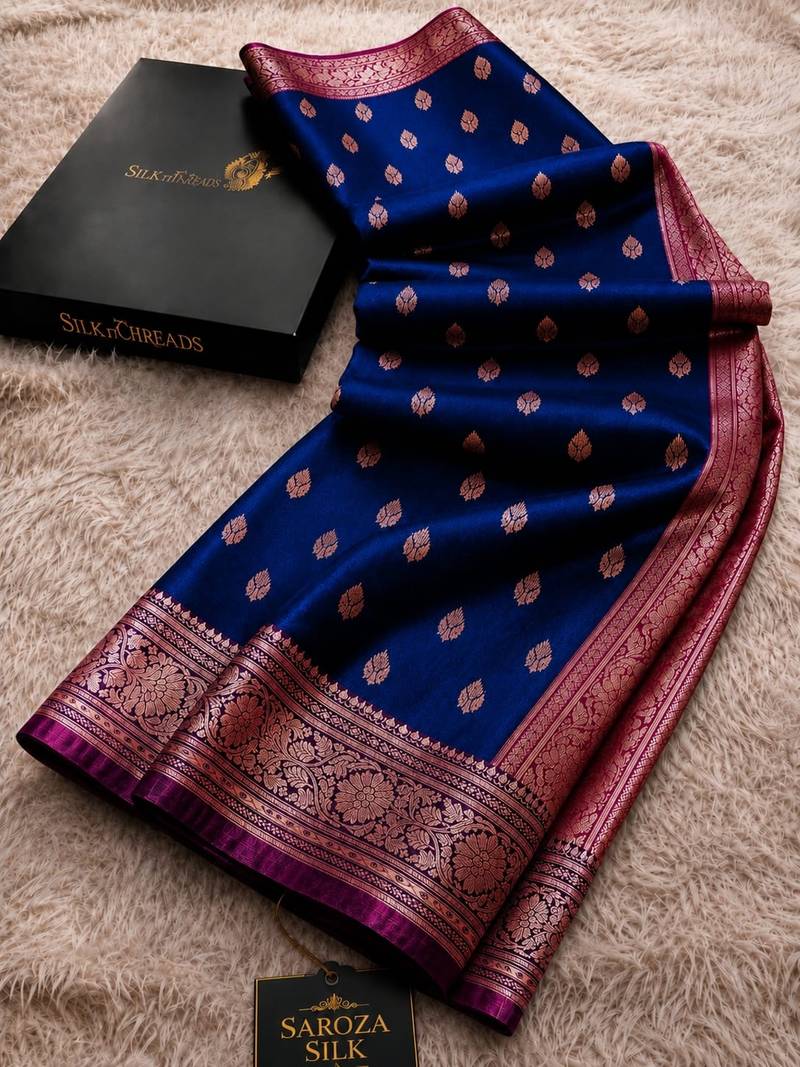 Banarasi All Over Boota Saree Rose Gold Zari - Image 2