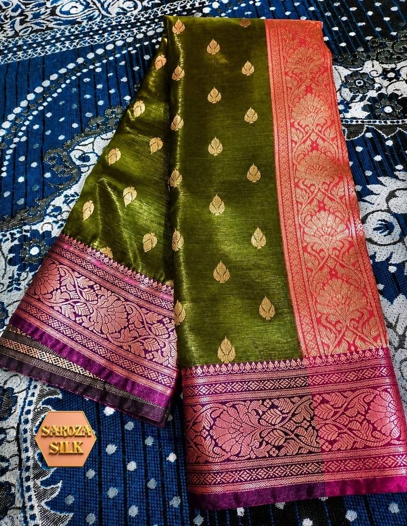 Banarasi All Over Boota Saree Rose Gold Zari - Image 4