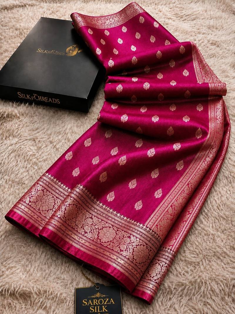 Banarasi All Over Boota Saree Rose Gold Zari - Image 5