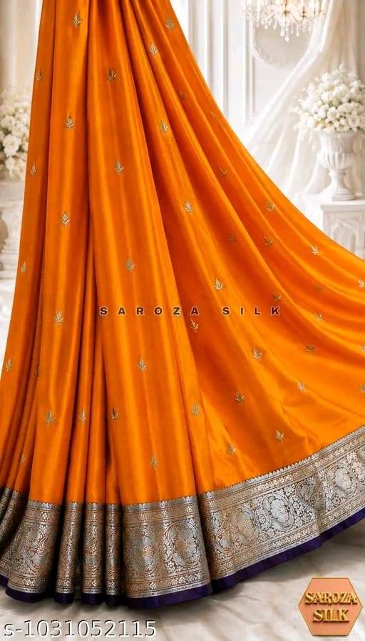 atin silk saree with new embroidery work in silver zari