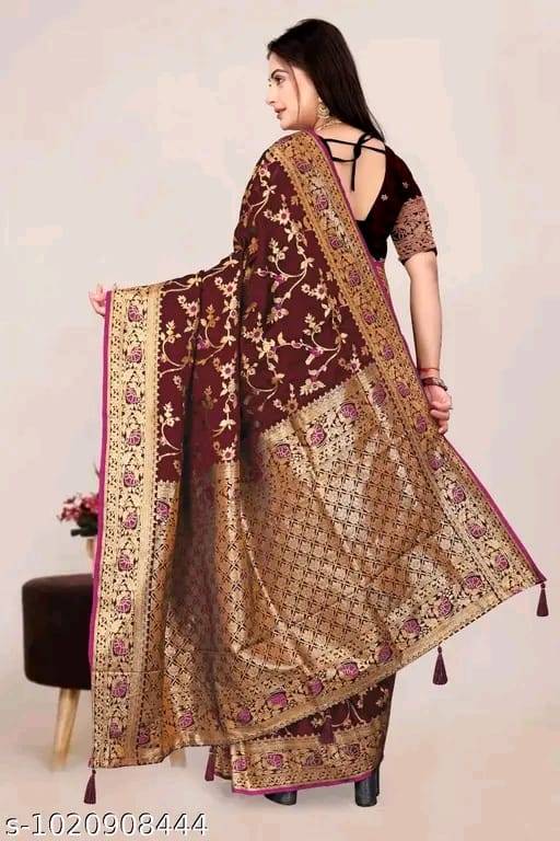 Banarasi satin silk saree with embroidery