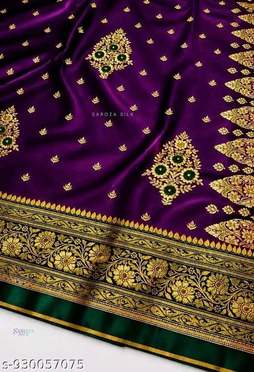 Satin silk saree with embroidery - Image 4